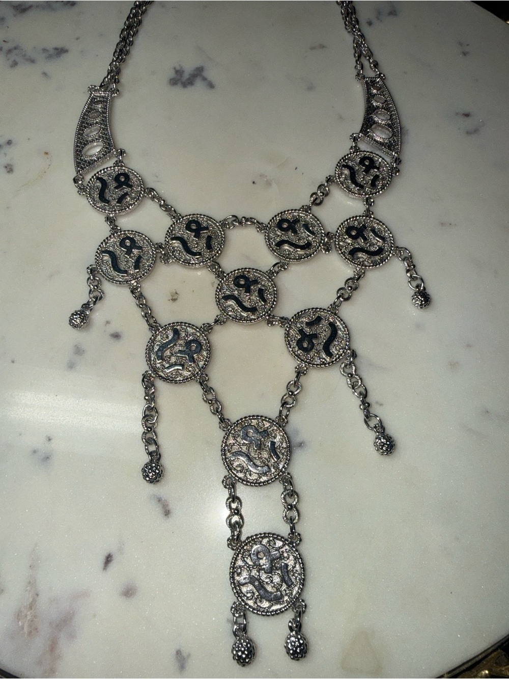 D’Orlan Classic Silver-Tone Coin Medallion Statement Necklace